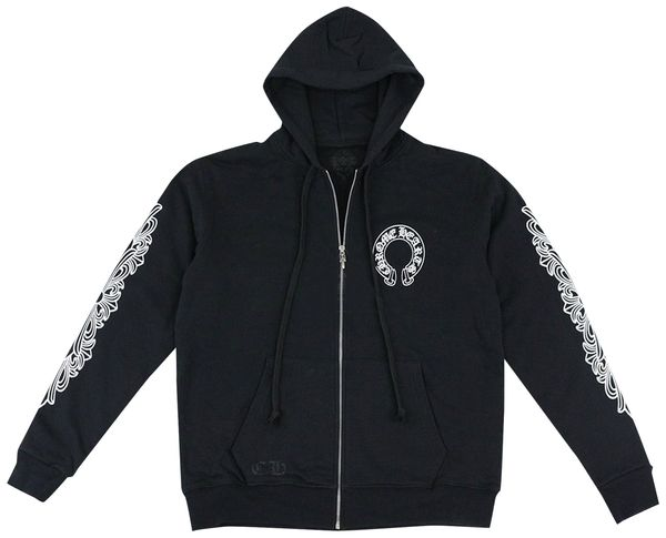 Chrome Hearts Horseshoe Floral Cross Sleeve Zip Up Hoodie Black/White (Pre-Owned)